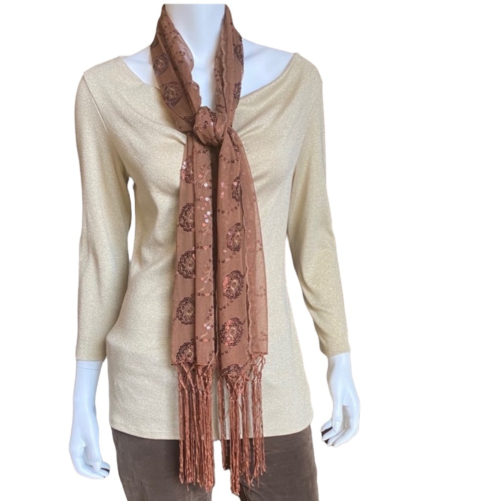 Gorgeous Fringe Sequin Scarf 25"X62"